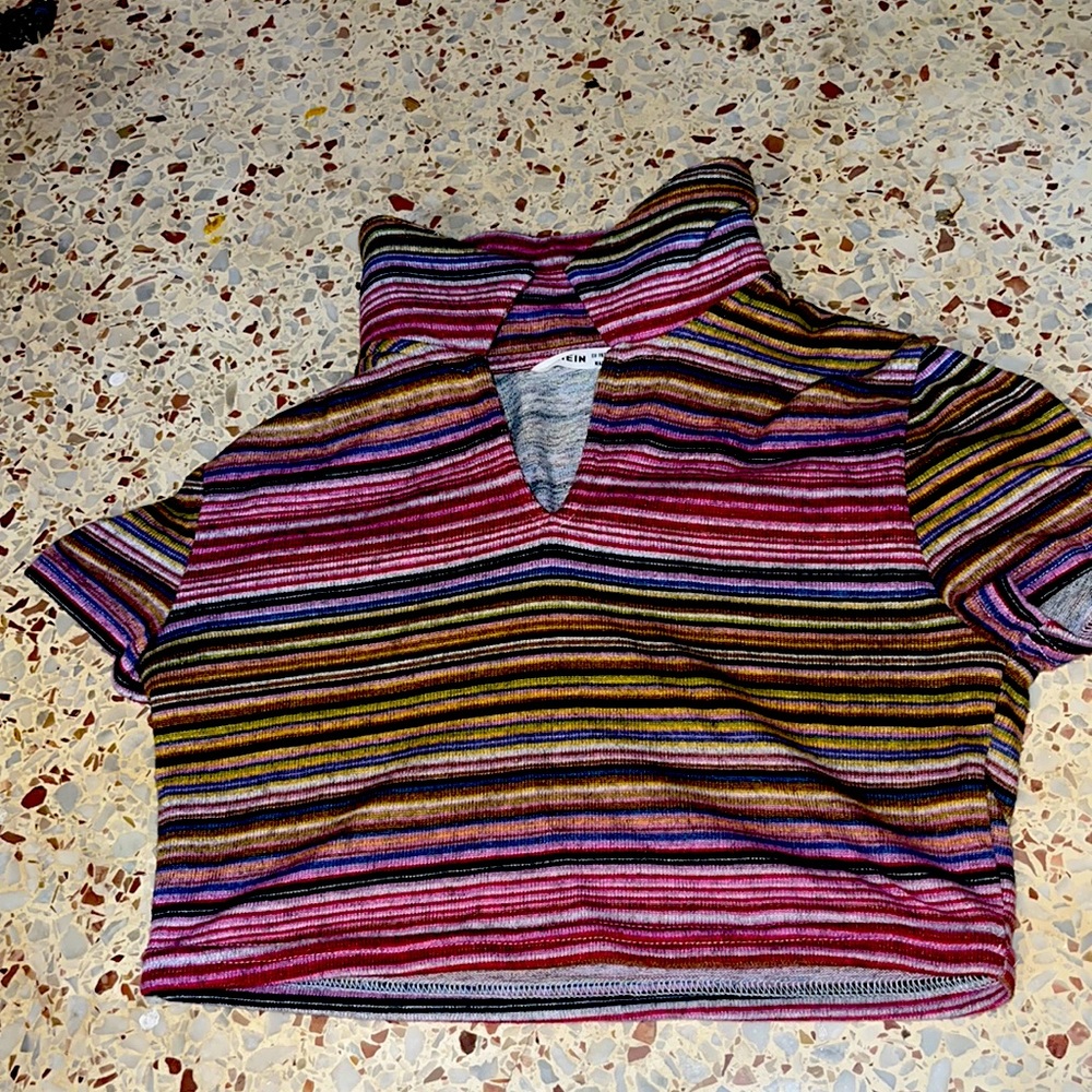 Cropped collared neck t-shirt